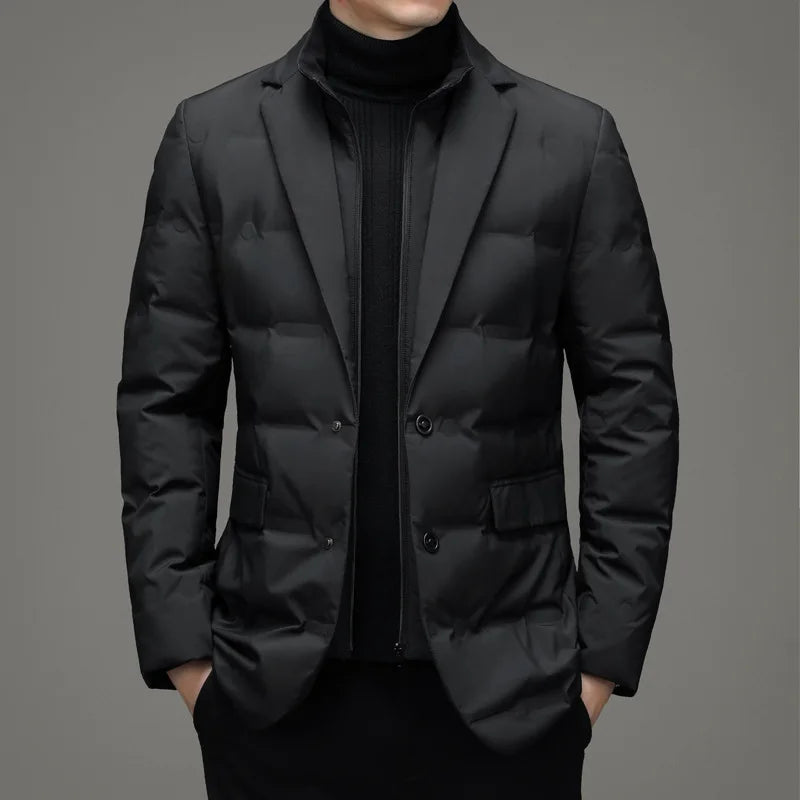 Men's Winter Fake Two-piece Warm Blazer *