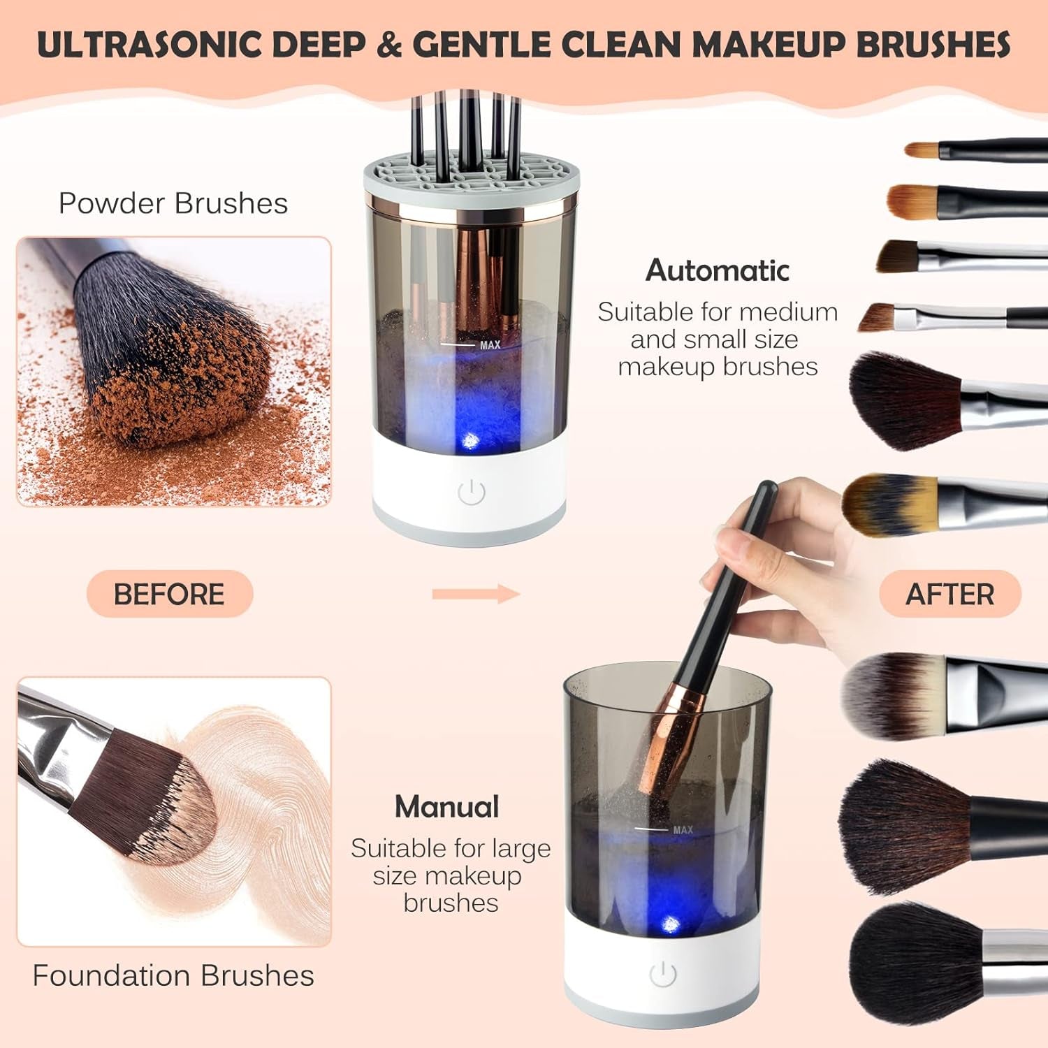 Electric Makeup Brush Cleaner, Makeup Brush Cleaner Machine, Makeup Cleaner, Brush Cleaner Fit for All Size Makeup Brush, Beauty Tools, Great Gift for Her, Women, Girlfriend, Female, Valentine'S Day