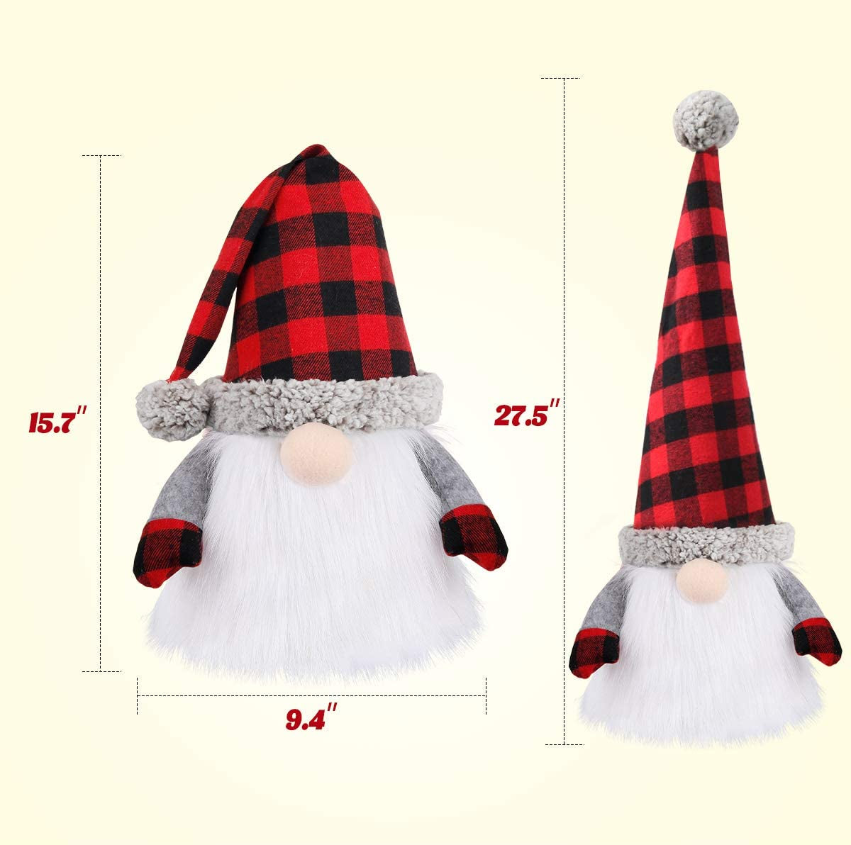 Gnome Christmas Tree Topper, 27.5 Inch Large Swedish Tomte Gnome Christmas Ornaments Santa Gnomes Plush Scandinavian Christmas Decorations Holiday Home Décor with Plaid Hat