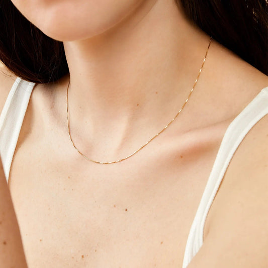 14k Gold Baby Box Chain Necklace *