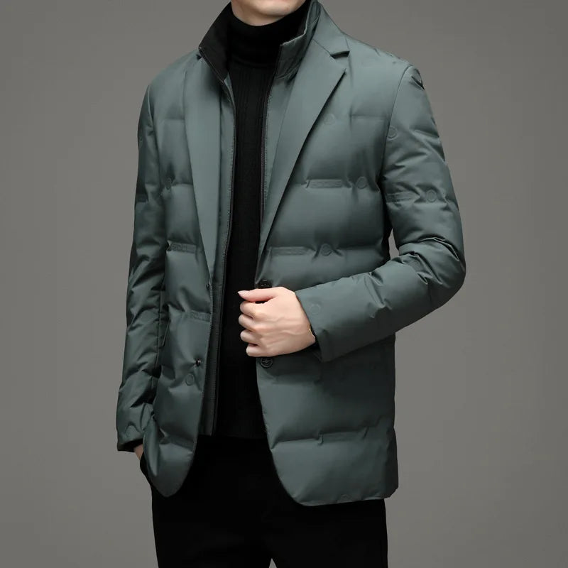 Men's Winter Fake Two-piece Warm Blazer *