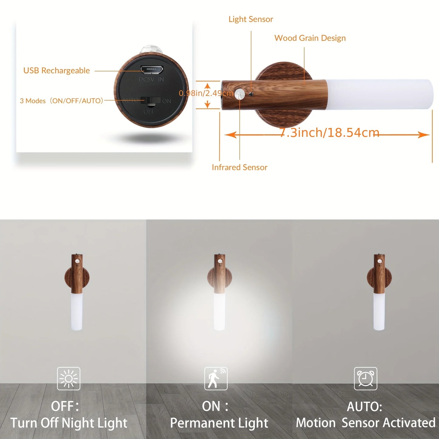 Wood Motion Sensor Light *