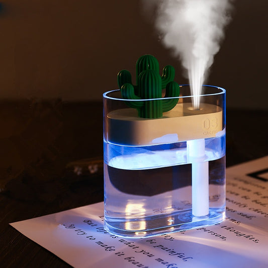 160ML Ultrasonic Air Humidifier Clear Cactus Color Light USB Essential Oil Diffuser Car Purifier Aroma Diffusor Anion Mist Maker *