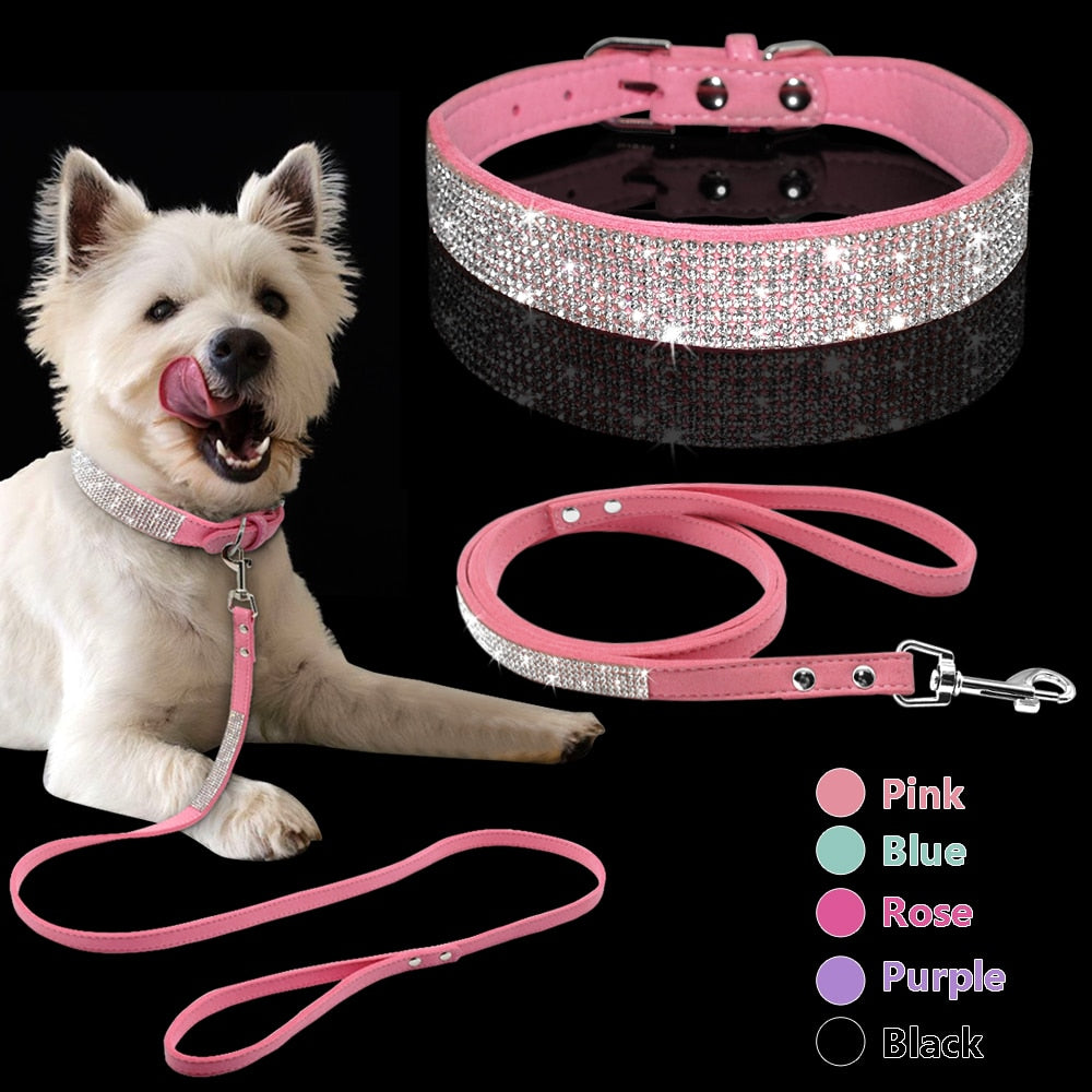 Rhinstone Pet Collar Leash Set*
