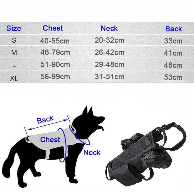 Tactical Military Dog Harness* With Packs