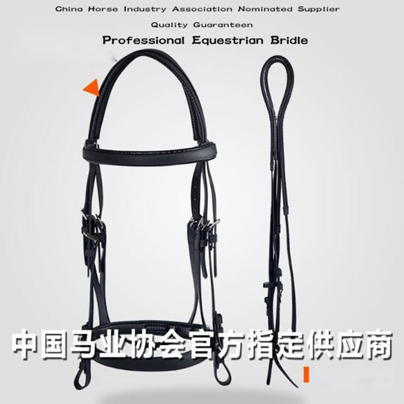 Equestrian Equipment Riding Horse Bridle Horse Halter Horse Head Collar* and Reins Black Color Bridle