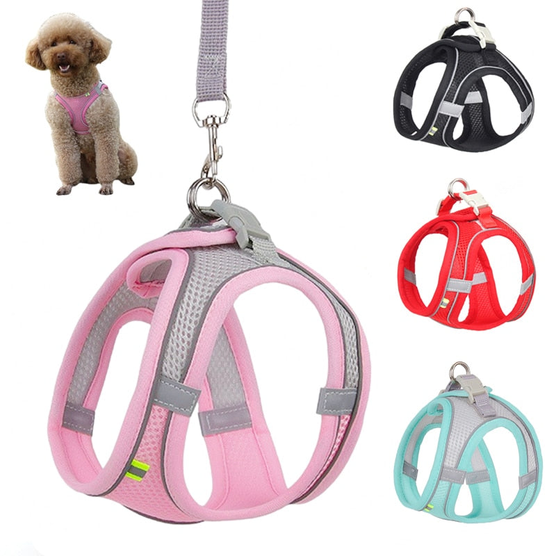 Dog Harness Leash Set for Small Dogs Adjustable Puppy Cat Harness Vest French Bulldog Chihuahua Pug Outdoor Walking Lead Leash*