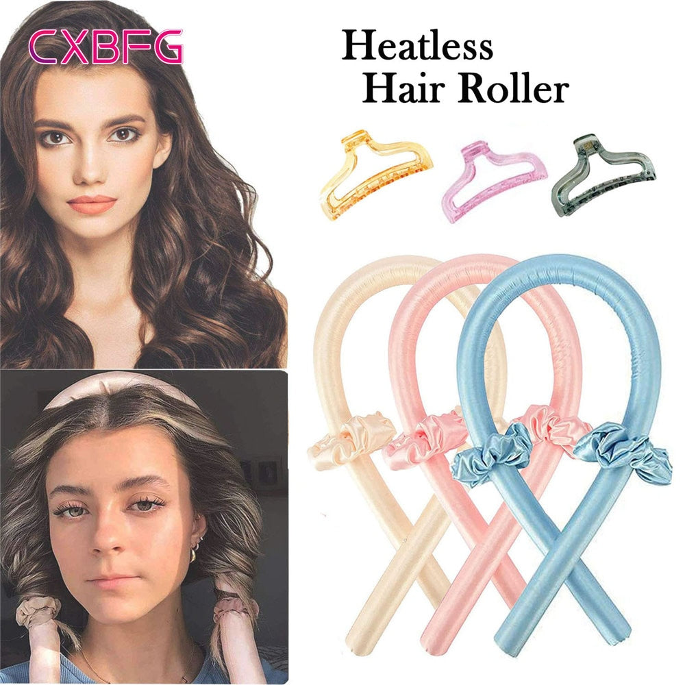 Heatless Curling Rod Headband No Heat Silk Curls* Ribbon Hair Rollers Sleeping Soft Headband Lazy Hair Curlers Hair Styling Tools