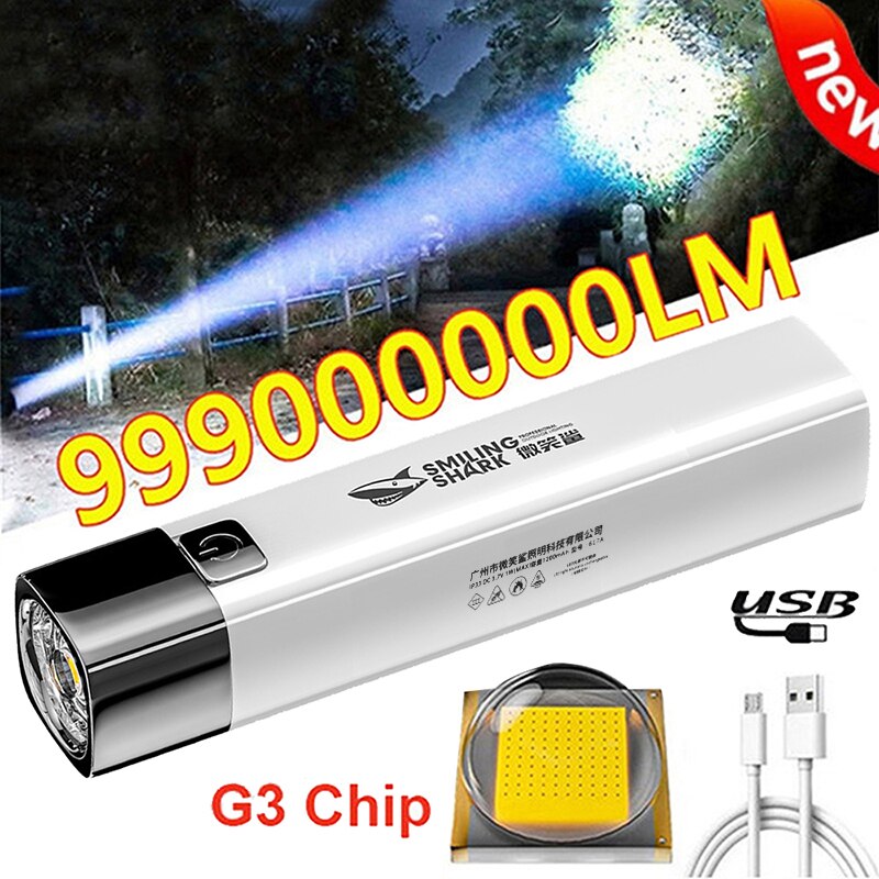 Mini Portable Super Bright Flashlight* Household Long Range Outdoor Lighting Led Strong Light Small White Flashlight