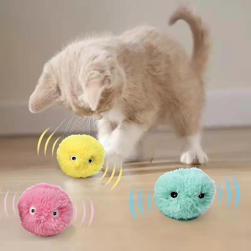 Smart Cat Toys *Interactive Ball Plush Electric Catnip Training Toy Kitten Touch Sounding Pet Product Squeak Toy Ball Cat Supplies