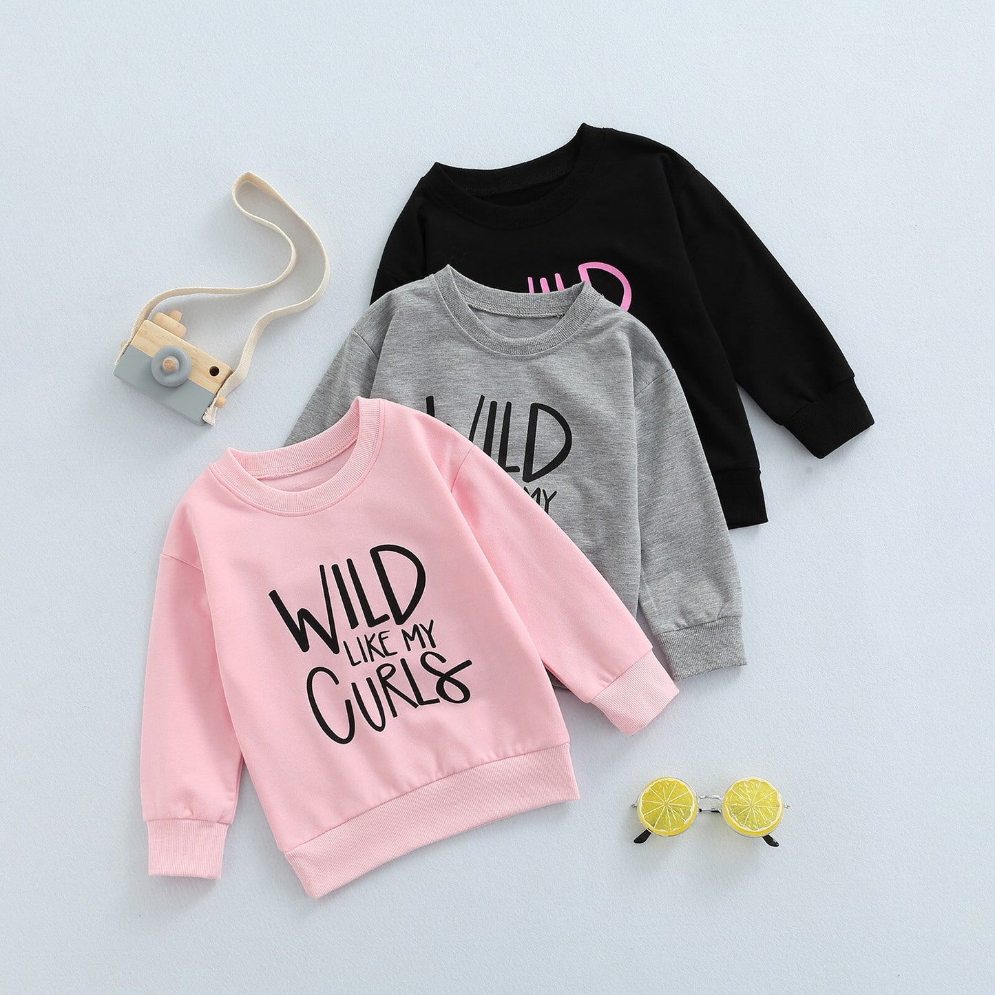 Baby Sweatshirt Tops with Letter Print "Wild Like My Curls" Gift*