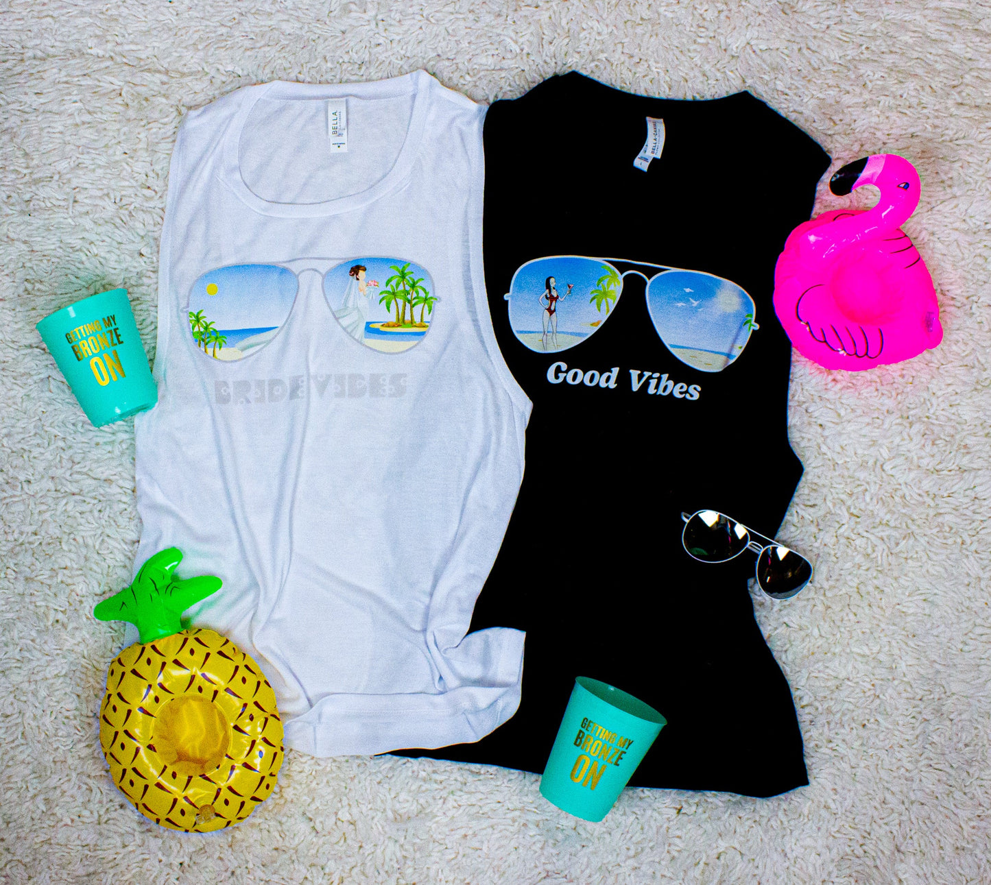 Aviator Bride Vibes 😎  | Beach Vibes - Bachelorette Beach Party Flowy Muscle Tank Tops*