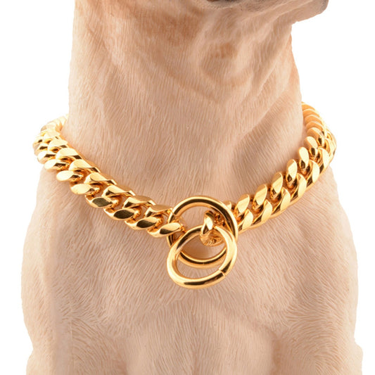 18K Gold  Silver Cuban Link Chain Collar for Dogs *