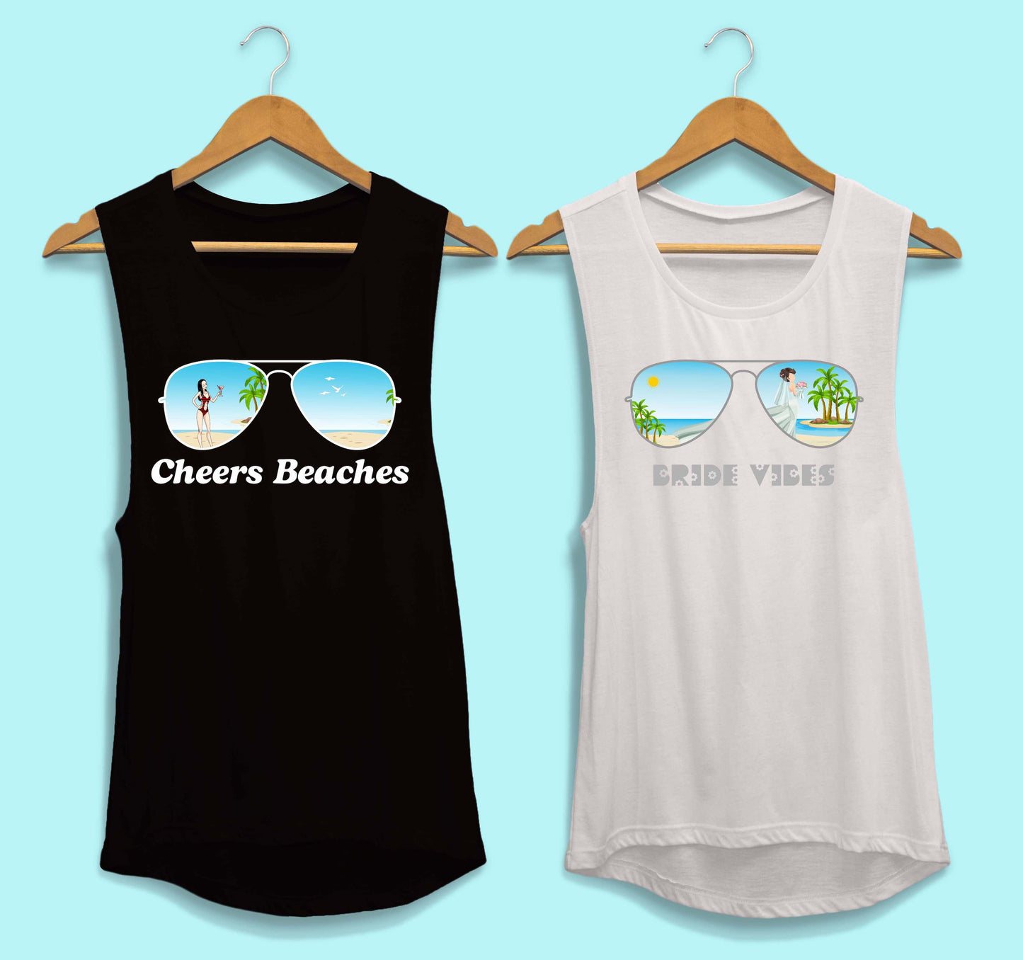 Aviator Bride Vibes 😎  | Beach Vibes - Bachelorette Beach Party Flowy Muscle Tank Tops*