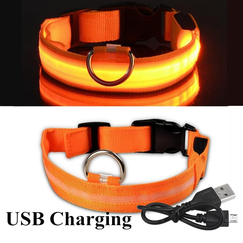 Adjustable LED Glowing Pet Collar Safety Collar rechargeable*