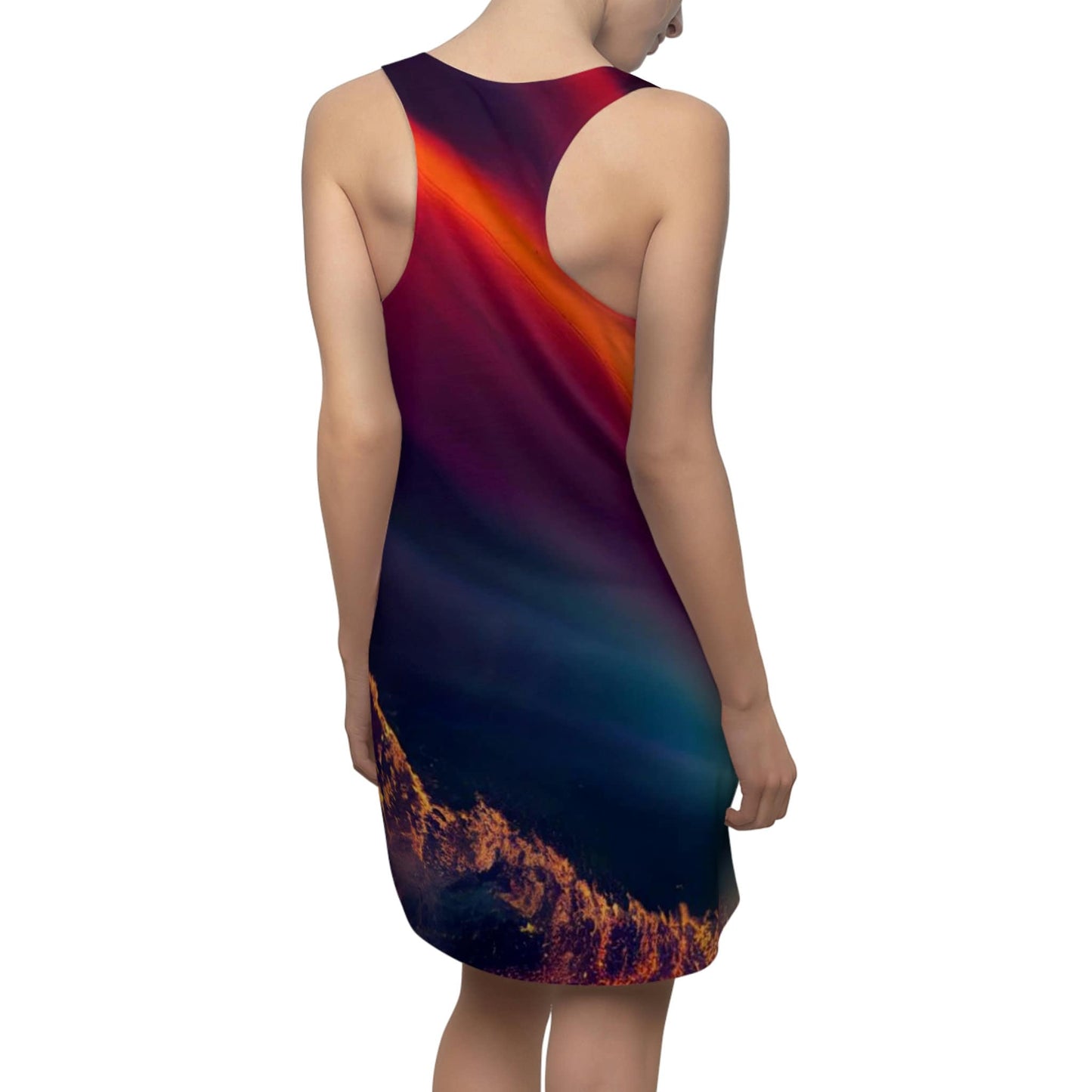 Beautiful Red Waves and Clouds Women's Cut & Sew Racerback Dress*