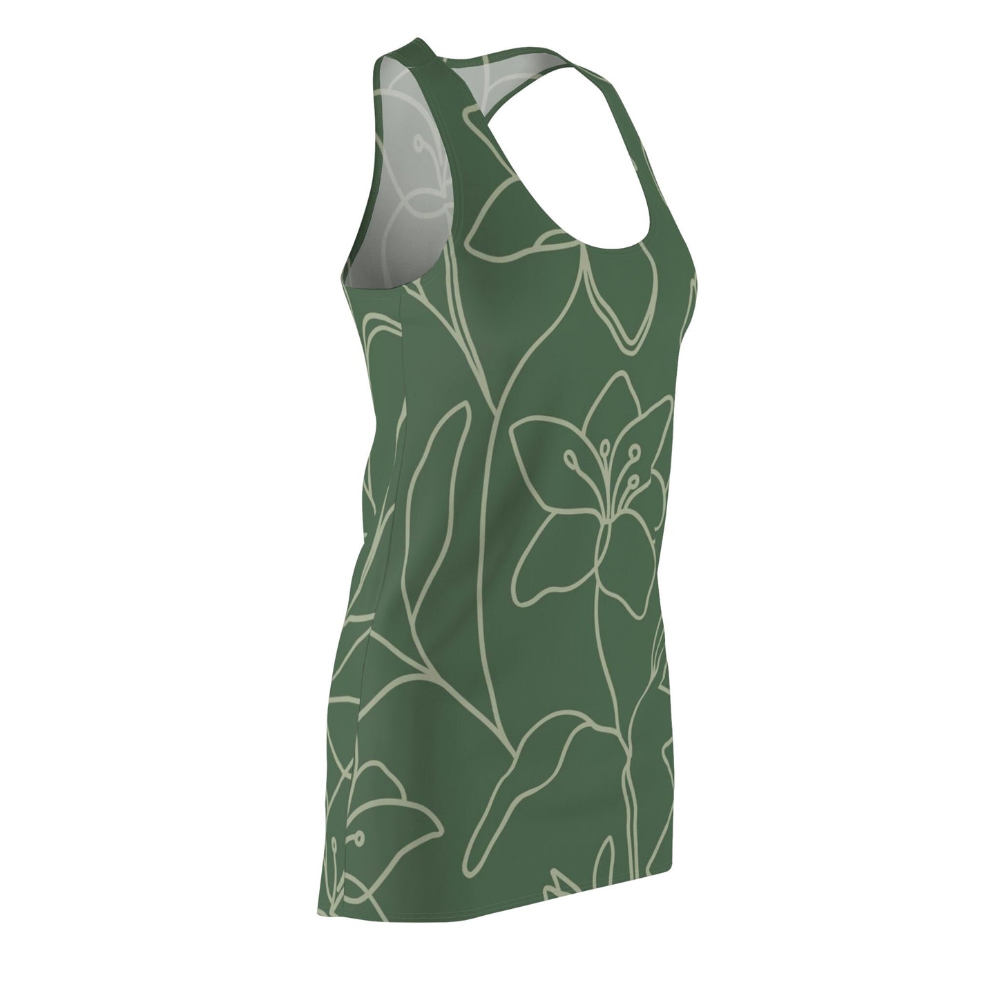 Adorable Green Floral Women's Cut & Sew Racerback Dress*