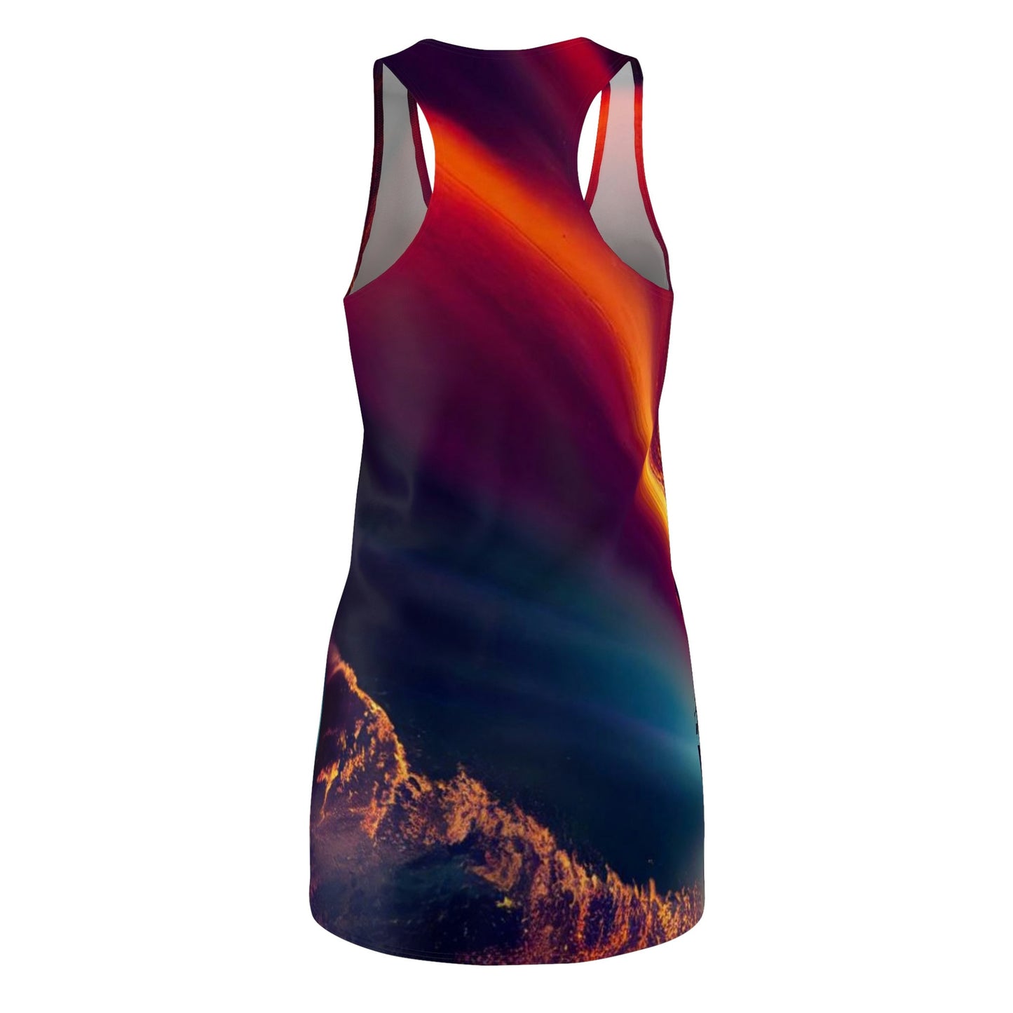 Beautiful Red Waves and Clouds Women's Cut & Sew Racerback Dress*